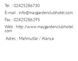May Garden Club Hotel iletiim bilgileri